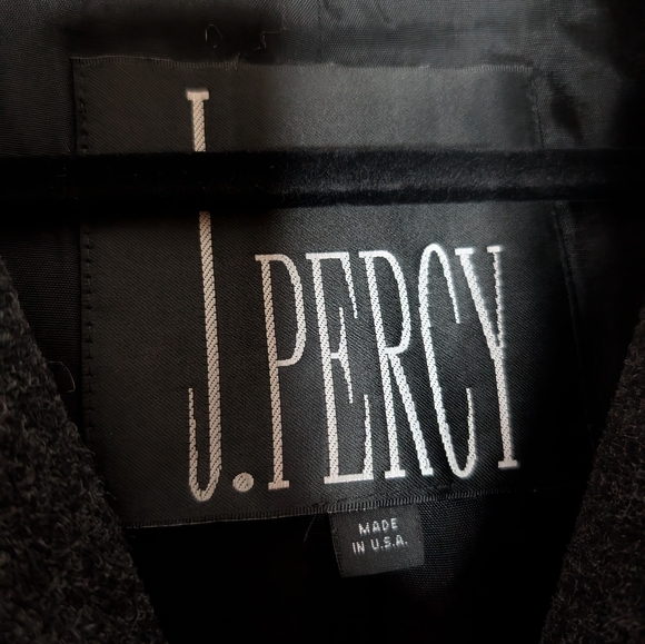 J. Percy Vintage Coat Women’s Gray Hood Merino Wool Button-Up Large - Picture 2 of 5